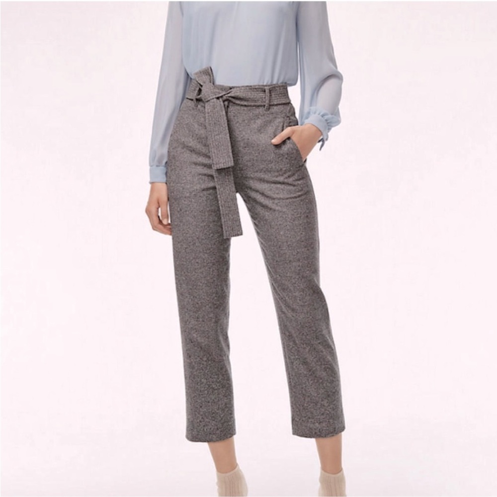 Aritzia Wilfred Jallade Tie Front High Rise Wool Trouser Pant Grey size 0